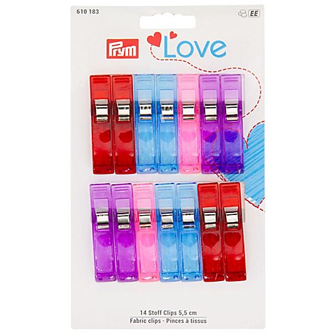 Prym Love Stoffklammern, bunt, Größe: 5,5 cm, Inhalt: 14 Stück von Prym