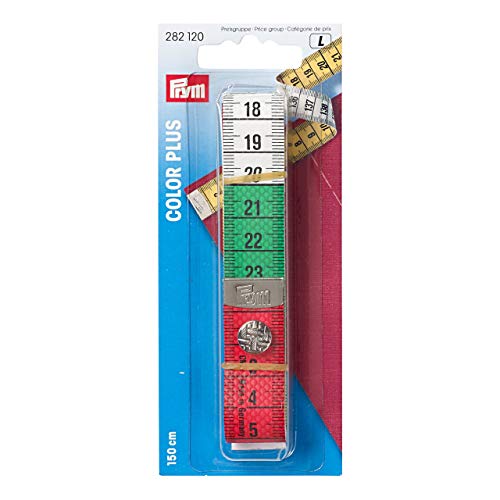 Prym 282120 Maßband Color Plus mit Knopf 150 cm/cm, Poly-Fiber-Gewebe, gelb, farbige Dezimeter-Zonen von Prym