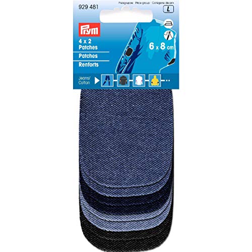 Prym 929481 4x2 Patches Mini (zum Aufbügeln) 6 x 8 cm Jeans/CO, blau von Prym