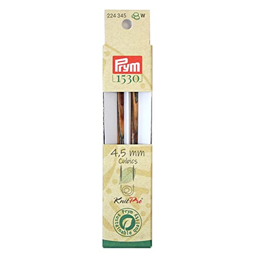 Prym Nadelspitzen CUBICS Natural farbig lang 11,6 cm 4,50 mm Strumpfstricknadel, Holz, Mehrfarbig, 4,5 mm von Prym