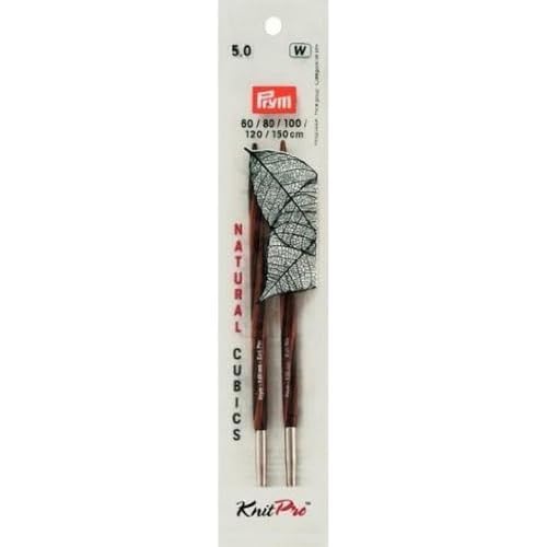 Prym Nadelspitzen CUBICS Natural farbig lang 11,6 cm 5,00 mm Strumpfstricknadel, Holz, Mehrfarbig, 5 mm von Prym