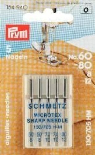 Prym Nähmaschinennadeln 130/705 MICROTEx60-80 silberfarbig 5 St silberfarbig Stahl von Prym