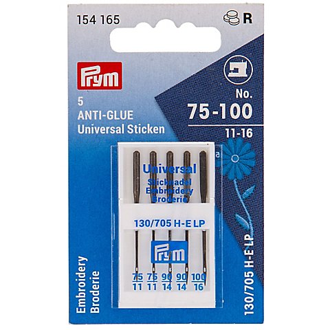 Prym Nähmaschinennadeln "Anti Glue Universal Sticken", Stärke: 75–100, Inhalt: 5 Stück von Prym