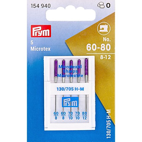 Prym Nähmaschinennadeln "Microtex", Stärke: 60–80, Inhalt: 5 Stück von Prym