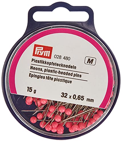 Prym 028480 Plastikkopfstecknadeln, 0,65 x 32mm, neon von Prym