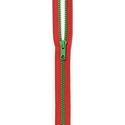 Prym Reißverschluss Bicolor (S12/60 cm, teilbar, rot/kermitgrün) von Prym