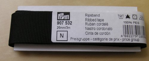 Prym Ripsband 26 mm schwarz, 100% PES von Prym