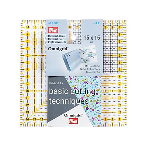 Prym Rollschneider-Lineal "Omnigrid", in cm-Einheit, Größe: 15 x 15 cm von Prym