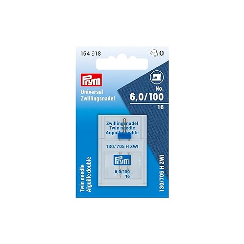 Prym 154918 Doppel-Nähmaschinennadel Universal, 130/705, 6,0mm, silberfarbig, No. 100 von Prym