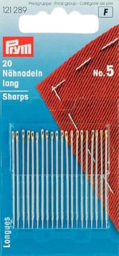 Prym Sewing Needles, Legierter Stahl, Silber, No.5, 40 x 0,8 mm, 20 Stück von Prym