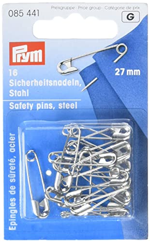 Prym Sicherheitsnadeln, 27mm, silberfarbig, 16 Stück, Stahl 085441-1 von Prym