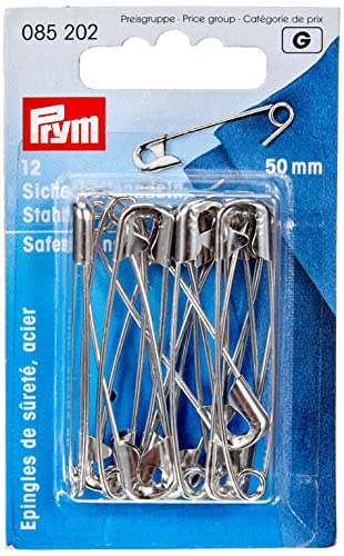 Prym Sicherheitsnadeln, 50mm, silberfarbig, 12 Stück, Stahl, 085202-1 von Prym