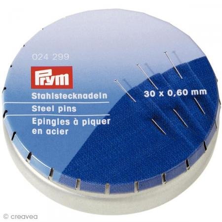 Prym Stecknadeln, 0,60 x 30mm, silberfarbig, 35g, Metalldose, Stahl, 30 x 0,6mm von Prym