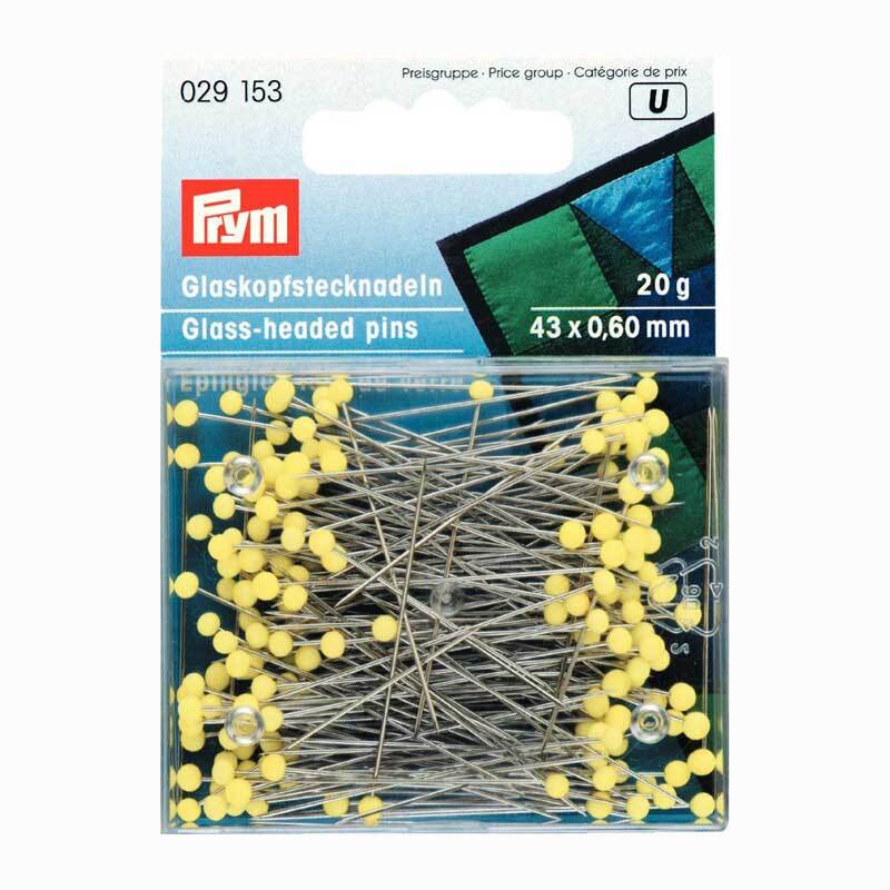 Stecknadeln mit Glaskopf gelb 43mm 20g von Prym