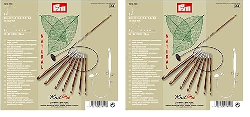 Prym Tunesische Set Natural 3,5-8,0 mm Häkelnadel, Wood, Mehrfarbig, 3,5-8 mm (Packung mit 2) von Prym