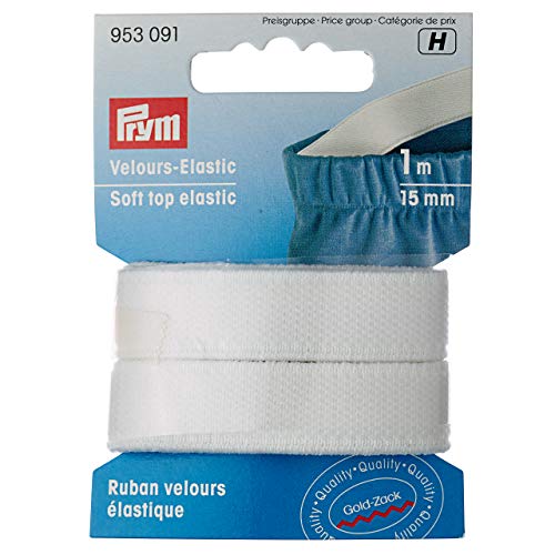 Prym Velour-Elastic 15 mm weiß, 51% PES 33% ED 16% PA, 953091-1 von Prym