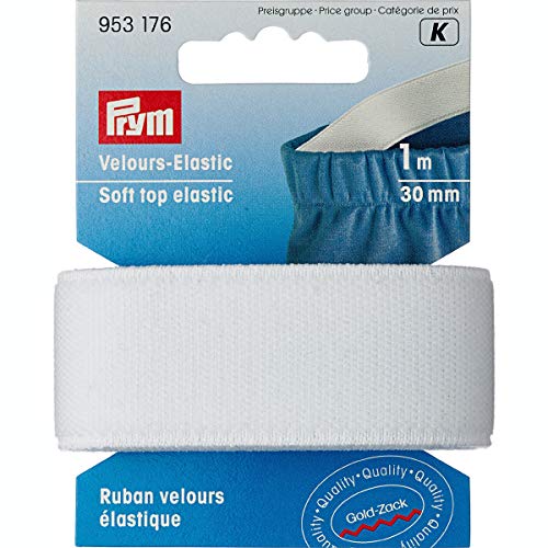 Prym Velour-Elastic 30 mm weiß, 51% PES 33% ED 16% PA von Prym