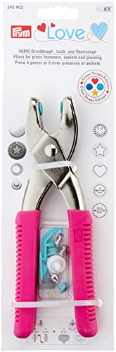 Prym pink Love Vario-Zange mit Loch-/Color Snaps Werkzeug, Stahl, 19 cm von Prym