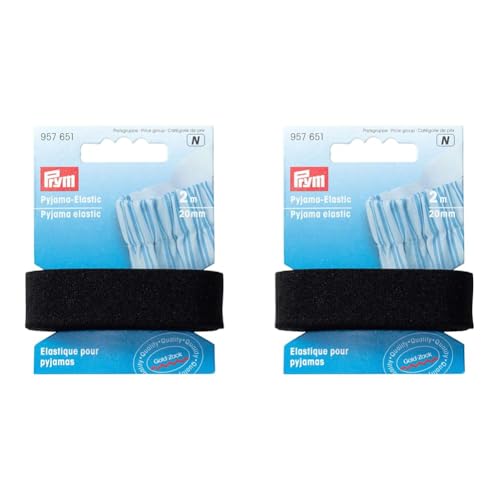 Prym schwarz 957651 Pyjama-Elastic 20 mm, Polyamid: 93%, 2 m (Packung mit 2) von Prym