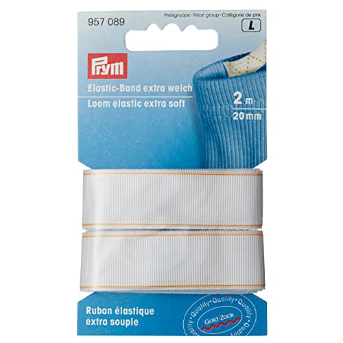 Prym weiß 957089 Elastic-Band extra weich, Polyester, 20 mm, 2 m, 2 Meter von Prym