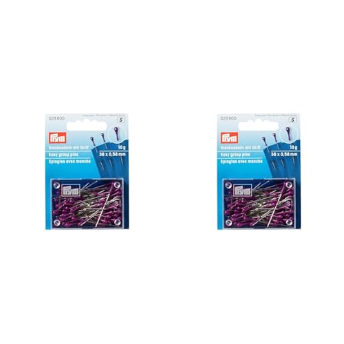 Stecknadel mit Griff 0,58x38 mm silberfarbig violett 10 g 028800 (Packung mit 2) von Prym