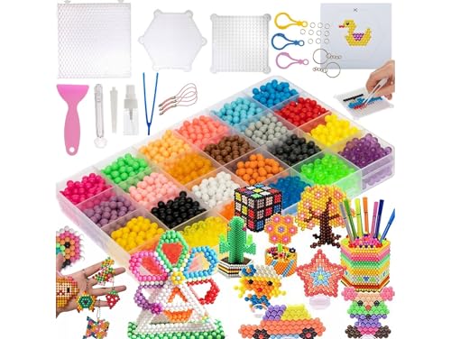 Przydasie Set Steckperlen Wasserperlen „Aqua Beads Magic“ 3000pcs in Sortierbox mit Bügelperlen Platten Bastelspaß für Kinder weihnachten Geschenk für Mädchen Jungs von Przydasie