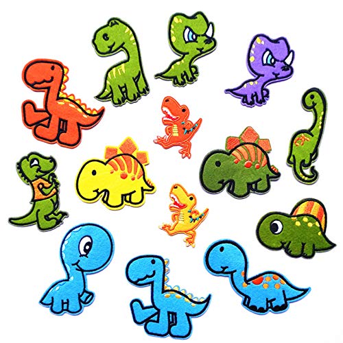 14 bunte Dinosaurier-Stickerei-Patches zum Aufnähen oder Aufbügeln von Psdndeww