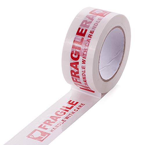 BOPP-Versandaufkleber, Aufschrift "Fragile Packband", Griff mit Sorgfalt, 100 m x 50 mm, Weiß und Rot von Psdndeww