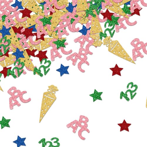 Bright School Themed Confettis Cones Shimmering School Cones Confettis With Number And Letter For Creative Scrapbooking von Psdndeww