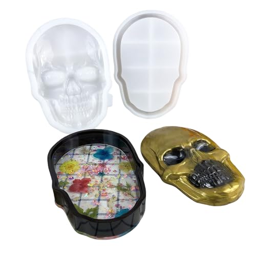 Kreative Totenkopf-Silikonform für Schmuckhalter, Epoxidharz, Aufbewahrungsboxen, Halter, Bastelformen von Psdndeww