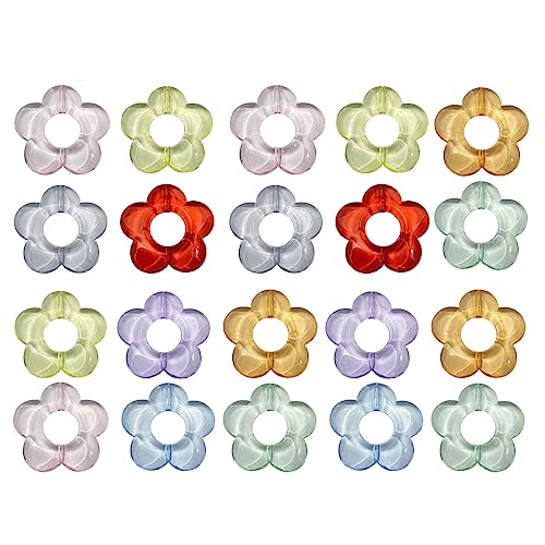 Psdndeww 20 Stück Acryl Lose Perlen Blume Abstandhalter Candy Farbe Spacer Bunte Perlen Schmuckrahmen DIY wie beschrieben von Psdndeww