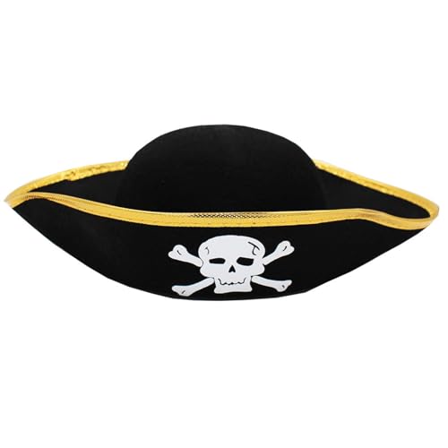 Tricorn-Hut, Halloween-Kostümzubehör, Kostüm-Party-Dekoration, elegant, schwarz, Mottoparty, Pirat von Psdndeww