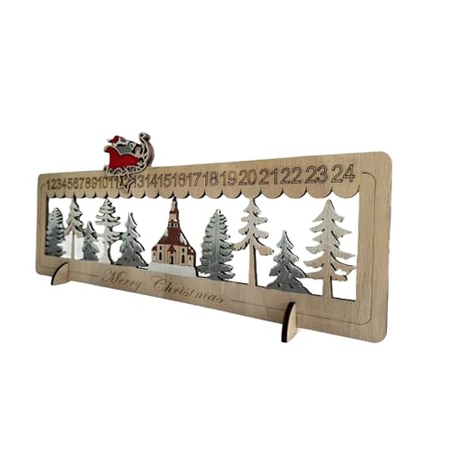 Zarter Weihnachts-Countdown Holz-Adventskalender mit LED-Weihnachtsbaum und Rentieren von Psdndeww