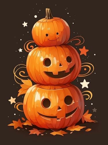 Pskgbxmu Vorgedruckt Kreuzstich Set Kürbis Halloween DIY Stickvorlagen 11CT Stickbilder Zum Sticken Starter Set FüR Erwachsene Kinder AnfäNger 40x50 cm von Pskgbxmu