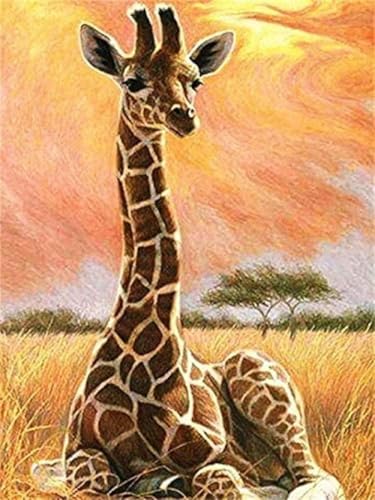 Pskgbxmu Vorgedruckt Kreuzstich Set Savannengiraffe DIY Stickvorlagen 11CT Stickbilder Zum Sticken Starter Set FüR Erwachsene Kinder AnfäNger 40x50 cm von Pskgbxmu