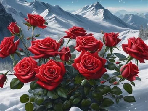 Pskgbxmu Vorgedruckt Kreuzstich Set Schneeweiße Blumen 11CT AnfäNger Kreuzstich Stickpackungen Stickbild Set für für Wandkunst-Heimdekoration 40x50 cm von Pskgbxmu