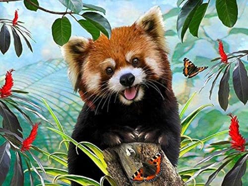 Pskgbxmu Vorgedruckt Kreuzstich Set Tierischer Roter Panda DIY Stickvorlagen 11CT Stickbilder Zum Sticken Starter Set FüR Erwachsene Kinder AnfäNger 40x50 cm von Pskgbxmu