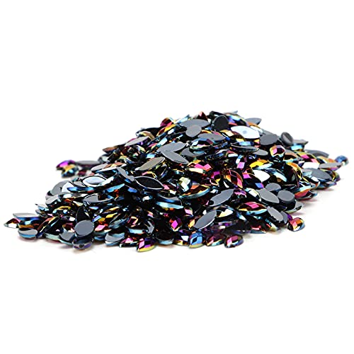 1000Pcs Pferdeauge Strasssteine ​​​​Pferdeauge Facettierte Glas DIY Fancy Flatback Glaskristalle Perlen für Handwerk Dekoration (Schwarz) von Pssopp