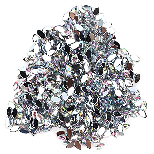 1000Pcs Pferdeauge Strasssteine ​​​​Pferdeauge Facettierte Glas DIY Fancy Flatback Glaskristalle Perlen für Handwerk Dekoration (Weiß) von Pssopp