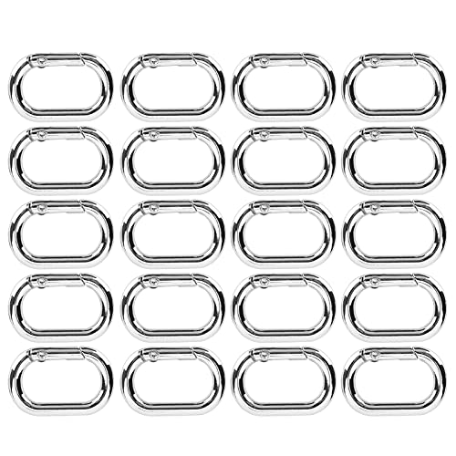 Pssopp 20Pcs Oval Spring Clip Golden Spring Mountaineering Schnalle Karabiner Metallfeder Schlüsselring für Schlüsselorganisationszubehör(Silber) von Pssopp