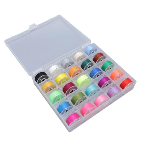 25pcs Nähmaschinen Spulen Polyester Stickmaschine Faden, Spulen und Nähfäden mit Spulenkoffer für Sänger Babylock Machine von Pssopp