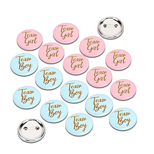 60 Stück Gender Reveal Pins Baby Shower Buttons Team Boy und Team Girl Button Blue Button Pin für Baby Shower Party Supplies von Pssopp