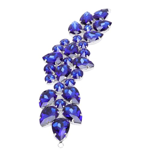 Blumen-Glas-Strass-Applikation, Blumen-Kristall-Applikation, Aufnäher, Blumen-Blatt-Glas-Strass-Applikation, Kostüm-Dekoration für Damen, Kleidung, Kleid, Schuhe (BLUE) von Pssopp