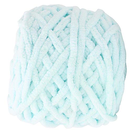 Pssopp Chunky Yarn Stricken Dickes Garn Weiche Bunte Geflechtschnur Single Thick Ice Strip Garn Floss für Weave Blanket Slipper (Hellblau) von Pssopp