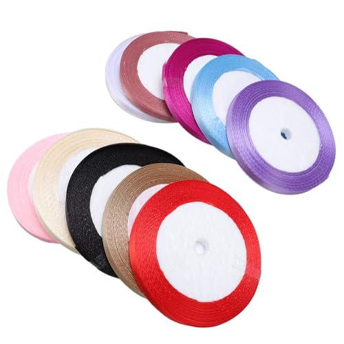 Double Face Fabric Satinband, Satinband -Sortiment -Kit -Wickelband Curling Ribbon Lebendige Verpackungsbänder Arten Farben Boutique -Bänder für Geschenke Wickeln Bogen Haarzubehör von Pssopp