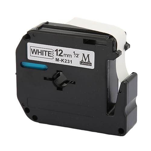 Etikettiermaschinenband, 23 Fuß Länge Etikettenband Ersatz PET Weiß auf Schwarz für LP420 (12mm) von Pssopp