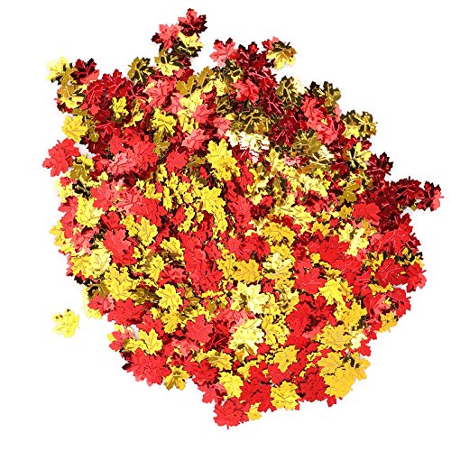 Pssopp 100g 0,8in Herbstblätter Form Konfetti Party Glitter Pailletten Tischdekoration Ahornblatt Konfetti für Halloween, Weihnachten, Hochzeit Werfen Konfetti Tischdekoration von Pssopp