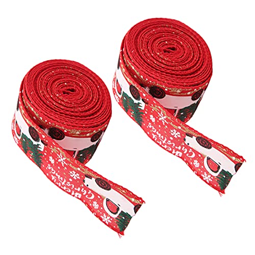 Pssopp 2Pcs Satinband 16.4ft Rotes Weihnachtsband Retro LKW Muster Geschenkpapier Band für Handwerk DIY Bögen Haarbänder Hochzeit Party Decor(rot) von Pssopp