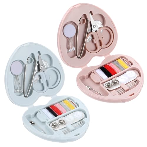 2 Stück Mini Nähprojekt Set Mini Reise Nähset Nadel und Faden Set Süßes Herzförmig Tragbares Nähset Mit Faltbarem Etui Premium Nähzubehör Sewing Kit für Reisende Erwachsene Anfänger Notfall Zuhause von Psyqtsuary