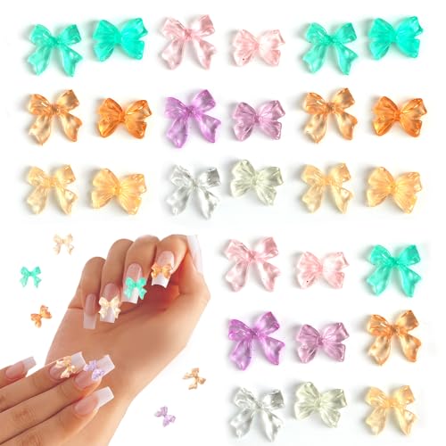 240 Stück 3D Nageldekorations Sets Aurora Schmetterling Perlen, Buntes Schleifen Nagelzubehör Charms Bow 3D Schleifenknoten Nagelanhänger Set Niedlicher Kunstharz Nagel Strassstein Nagelkunst Handwerk von Psyqtsuary